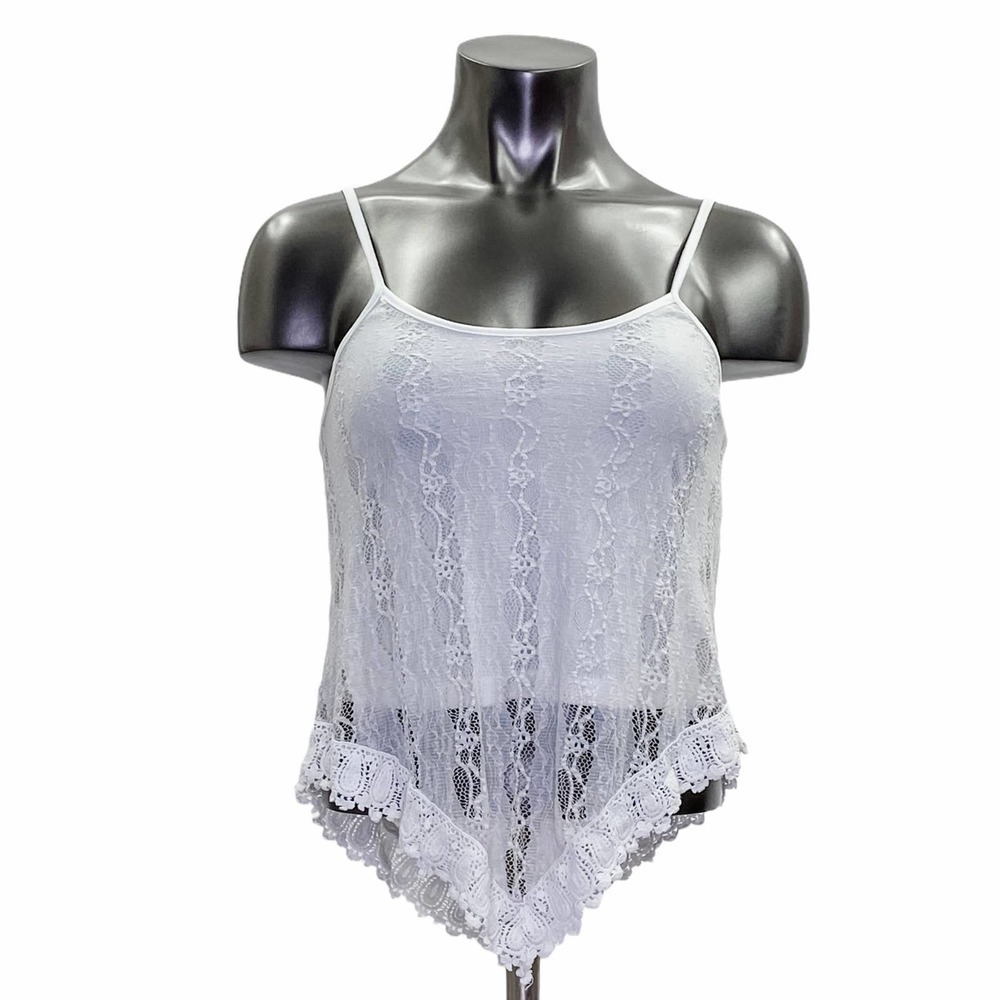 RUE 21 White Lace Handkerchief Tank Top Size Small